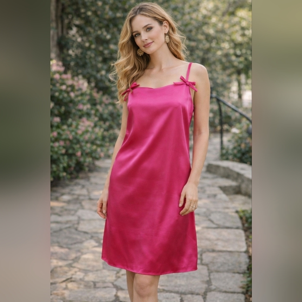 Kate Spade Target Pink Satin Slip Mini Dress 90s Coquette Barbiecore Size Large - Picture 9 of 9